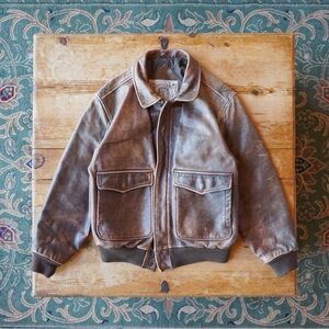 Vintage Genuine Leather John Ashford Faded Bomber Jacket
